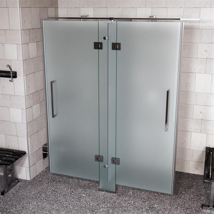 RoyalBath Pro Cubicles duschbås i frostat 8 mm glas med dörr och sidoglas