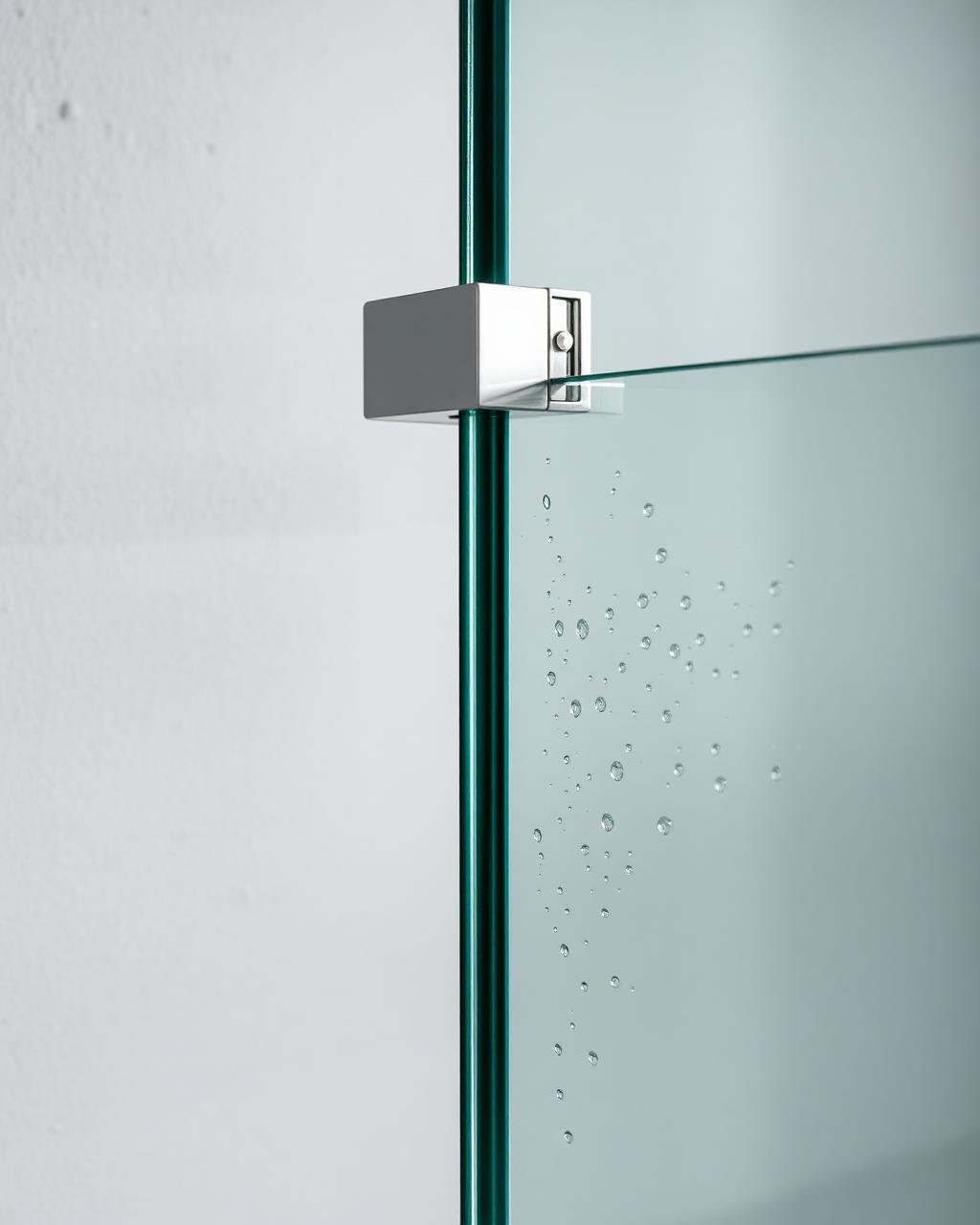 Detalj av glasvägg och beslag